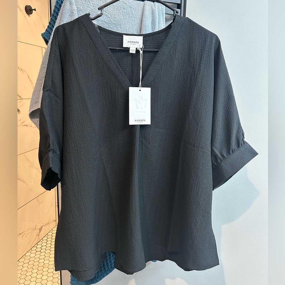 Andree Black V-Neck Blouse